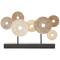12" Beige Abstract Floral Circle Metal Sculpture Stand